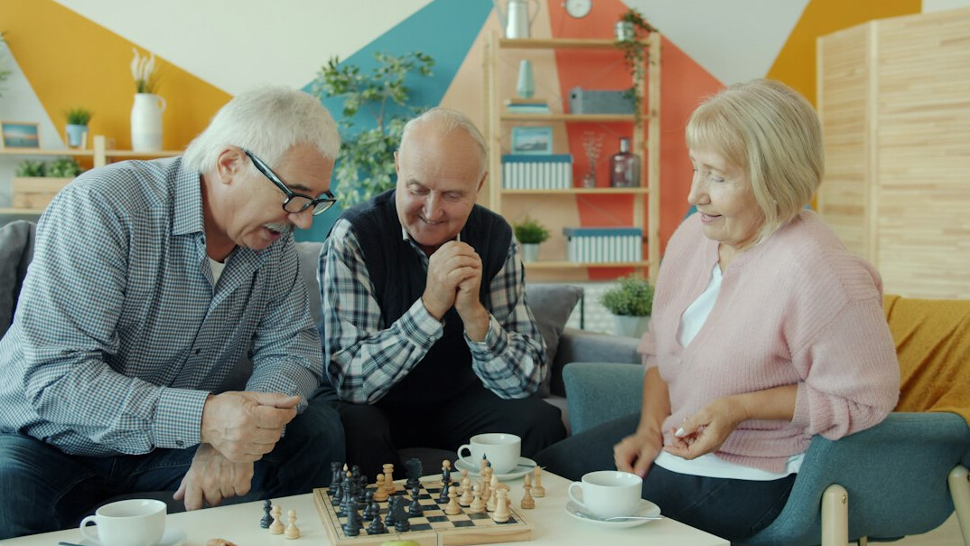seniors enjoying tea together
