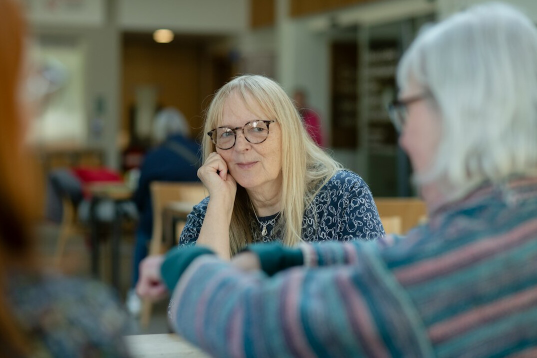 senior friends talking