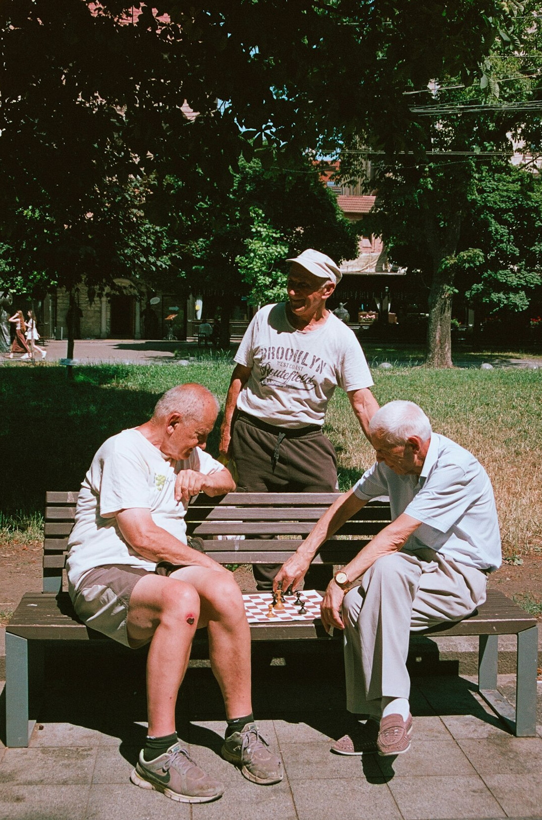 elderly playing board game